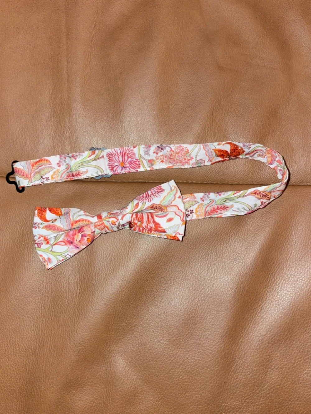 Crewcuts Floral Paisley Pre-Tied Bow Tie in Cream and Coral